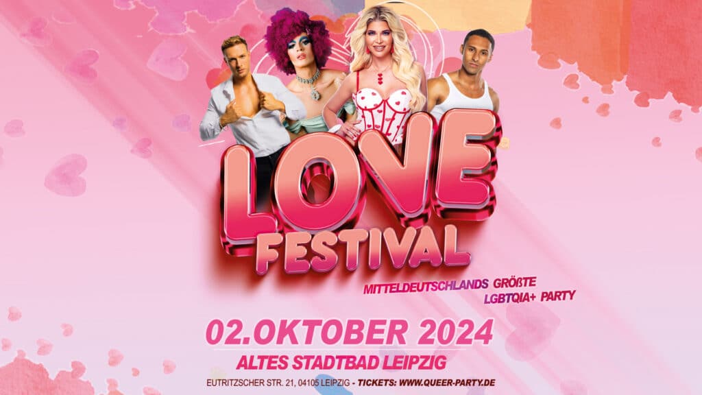 Banner Love Festival Leipzig queer Party